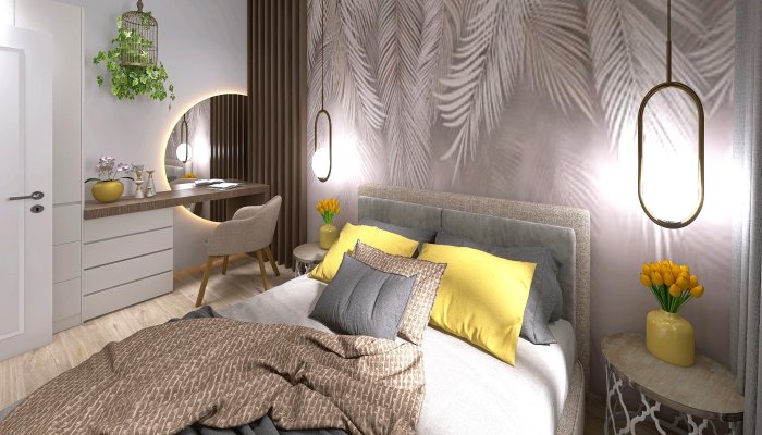 Jókai tér - szoba - 3D terv